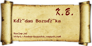 Kádas Bozsóka névjegykártya